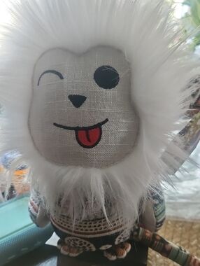 Winking Plush Lion with Fluffy White Mane
